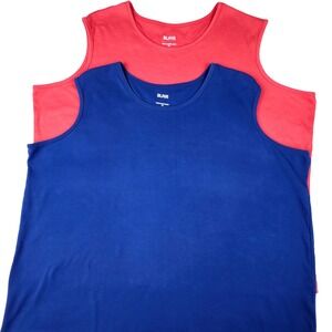 Blair Tank Tops Women's 3XL Sturdy Knit Red Blue Sleeveless Basic Comfort Bundle
